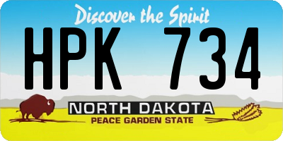 ND license plate HPK734