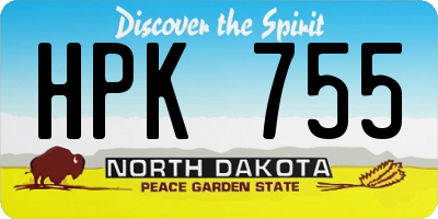 ND license plate HPK755