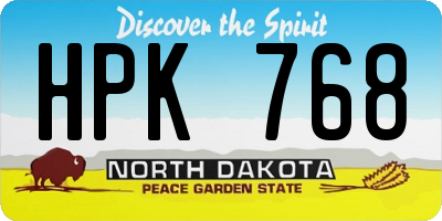 ND license plate HPK768