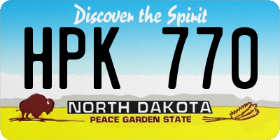 ND license plate HPK770