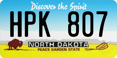 ND license plate HPK807