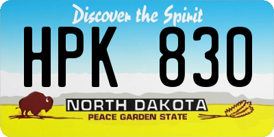 ND license plate HPK830