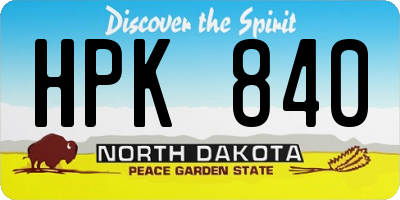 ND license plate HPK840