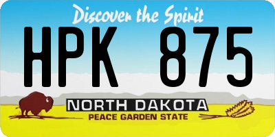 ND license plate HPK875
