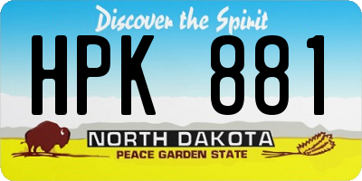 ND license plate HPK881