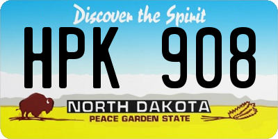 ND license plate HPK908