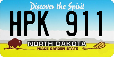 ND license plate HPK911