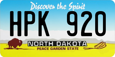 ND license plate HPK920