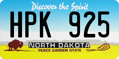 ND license plate HPK925
