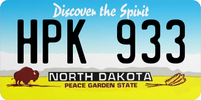 ND license plate HPK933