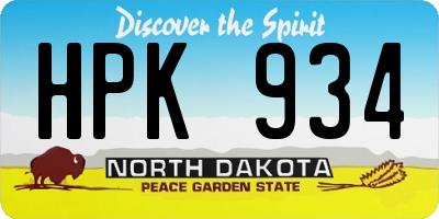 ND license plate HPK934