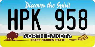 ND license plate HPK958