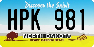 ND license plate HPK981