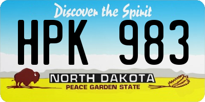ND license plate HPK983