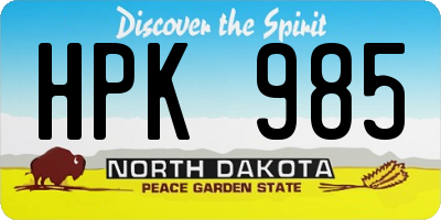 ND license plate HPK985