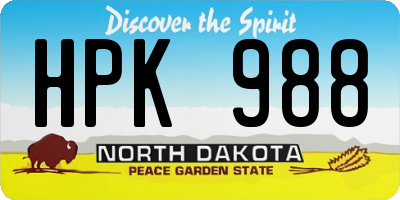 ND license plate HPK988