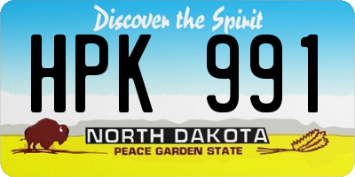 ND license plate HPK991