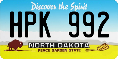 ND license plate HPK992