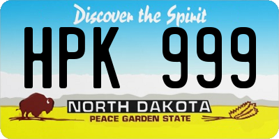 ND license plate HPK999