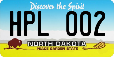 ND license plate HPL002