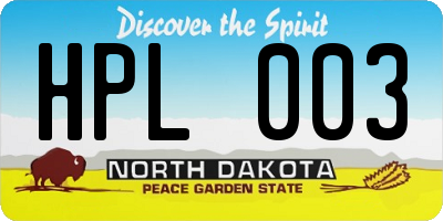 ND license plate HPL003