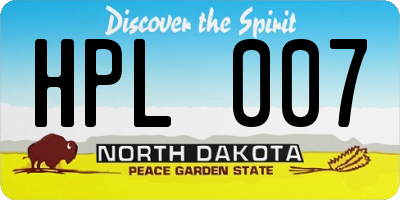ND license plate HPL007
