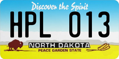 ND license plate HPL013