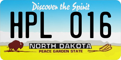 ND license plate HPL016