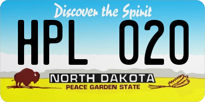 ND license plate HPL020