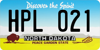 ND license plate HPL021