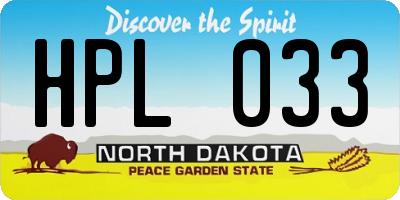 ND license plate HPL033
