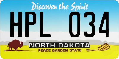 ND license plate HPL034
