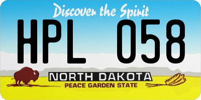 ND license plate HPL058