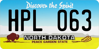 ND license plate HPL063