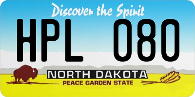 ND license plate HPL080