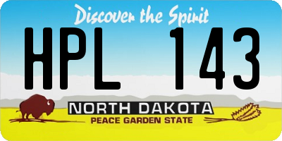ND license plate HPL143