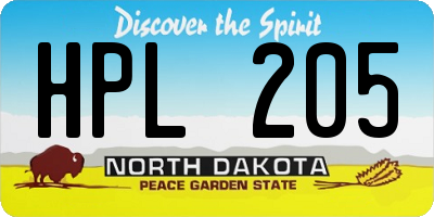 ND license plate HPL205
