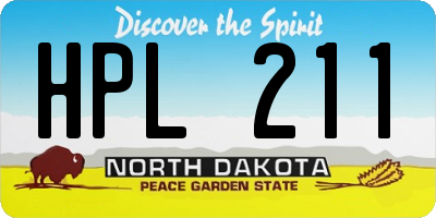 ND license plate HPL211