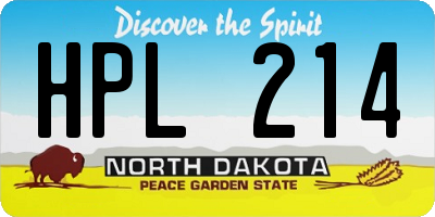 ND license plate HPL214