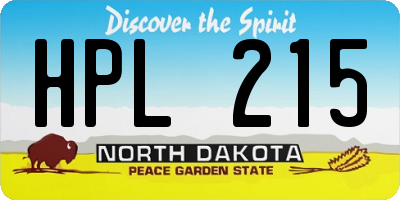ND license plate HPL215