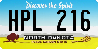 ND license plate HPL216