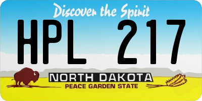 ND license plate HPL217