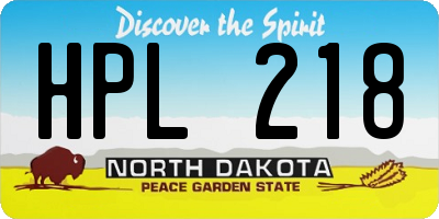 ND license plate HPL218