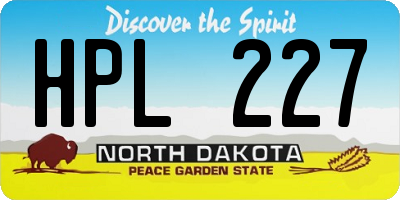 ND license plate HPL227