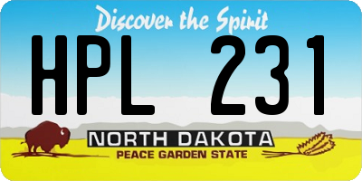 ND license plate HPL231