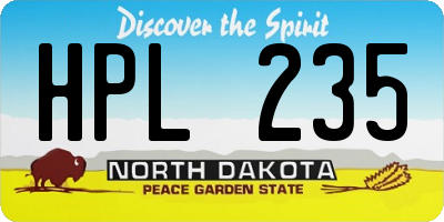 ND license plate HPL235