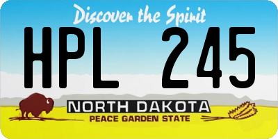 ND license plate HPL245