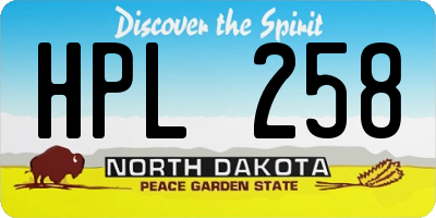 ND license plate HPL258