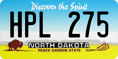 ND license plate HPL275