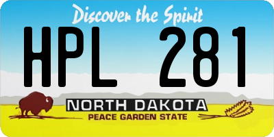 ND license plate HPL281